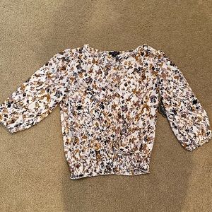 3/4 Sleeve Neutral Tones Floral Blouse